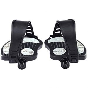 Beyoung Exercise Bike Pedals with Strips - Stationary Recumbent Bike Pedals 9/16" & 1/2" for Indoor Exercycle Bike,Spin Bike,Toe Cages for Peloton Bike 1 Pair (9/16")
