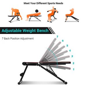 ONETWOFIT Adjustable Weight Bench, Foldable Workout Bench with Incline Decline Flat , Weight Lifting Sit Up Ab Bench for Full Body Exercise OT226