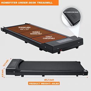 HOMEFITER Under Desk Treadmill Portable Treadmill Flat Slim Walking Pad Jogging Running Machine for Home/Office Use, Remote Control, LED Display, Installation Free - Compact for Space Saving