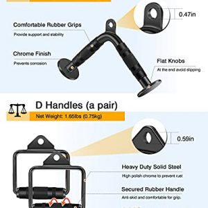LAT Pulldown Attachments, Cable Machine Attachments for Home Gym, Lat Pull Down Weight Machine Accessories, Tricep Pull Down Rope, V Shaped Bar, V Row Double D Handles, Straight Bar, Ankle Straps