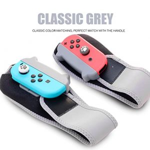 Switch Wrist Strap, Switch Arm Band for Just Dance 2021 Switch Boxing Game with 2 Switch Thumb Grip Caps - Gray