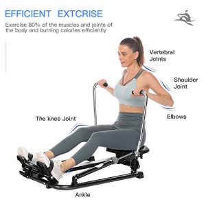 ANCHEER Hydraulic Rowing, Rowing Machine with 12 Levels of Resistance,HD-LCD, Home Aerobic Exercise Trainer with All-Round Adjustable Knobs, Comfortable Cushion, Suitable for Home/Office/Gym