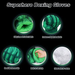 Superhero Gloves Boxing Gloves Smash Hands Big Soft Plush Hero Fists, Superhero Toys for Boys Girls, Role Play Costume Birthday Gift for Toddlers Kids Age 3+ ( 1 Pair Green)