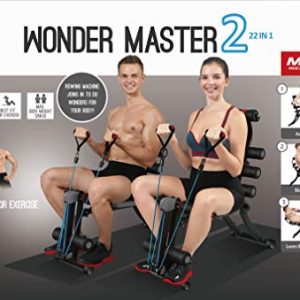 MBB 22 in 1 Wonder Master Core & Abdominal Workout Chair,Foldable & Adjustable Rowing Machine,22 Ways to Exercise,Fitness Equipment for Home Gym Sports 