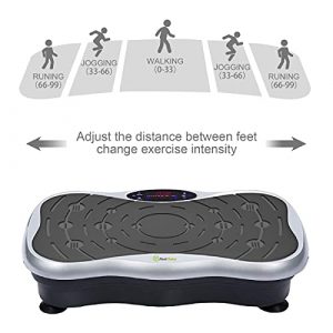 Real Relax Mini Vibration Plate Exercise Machine Full Whole Body Workout Home Massager and Fitness Platform Weight Loss & Toning, with Resistance Band，Remote Control and Support 330Ibs，Silver