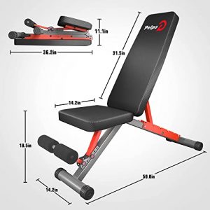 Pelpo Adjustable Weight Bench, Folding Weight Lifting Bench, Workout Benches for Home, Incline/Decline Bench for Full Body Workout, Strength Training Benches, Gym Bench with Fitness Resistance Bands