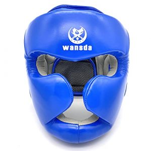 Boxing Headgear MMA Kickboxing Sparring, Karate, Grappling, Taekwondo, Muay Thai, Martial Arts Headgear (Blue, S)