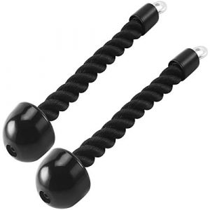 HYVAWO Pull Down Rope Single Grip Tricep Bicep Exercise Attachment for Cable Machines Gym Pulley Workout (Black 2 Pack)