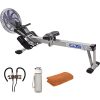 Stamina 35-1405 ATS Air Resistance Rowing Machine Bundle with 27 Ounce Water Bottle, Workout Cooling Sport Towel and Magnetic Wireless Sport Earbuds Gunmetal Grey