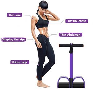 calliven Multifunction 6-Tube Elastic Yoga Pedal Puller Resistance Band, Natural Latex Tension Rope Fitness, for Abdomen Waist Arm Leg Stretching Slimming Training (Purple)