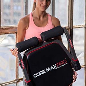 Core Max PRO with Resistance Bands Abs and Total Body Smart 8 min Workout & Cardio Machine, Red/Black