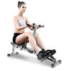 DFDGBD Household Metal Aerobic Hydraulic Full-Motion Rowing Machine Foldable w/12 Level Adjustable Resistance & LCD Monitor, Compact for Home Use, Muscle Workout, Heart Health Improve,Max Load 264 Lbs