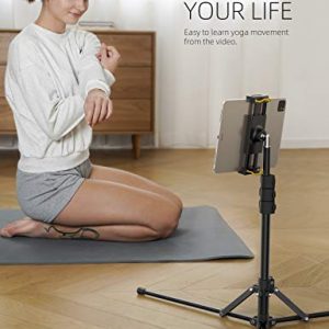 Lamicall Tablet Floor Tripod Stand - Tablet Holder Mount with Adjustable Height for Live Stream/Watching, Compatible with iPad Pro 12.9, Mini, Air, iPhone and 4.7-13