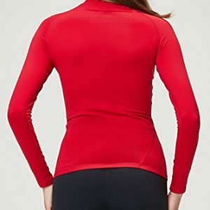 DEVOPS Women's 2 Pack Thermal Turtle Long Sleeve Shirts Compression Baselayer Tops (Small, Black/Red)