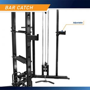 Marcy Olympic Multi-Purpose Strength Training Cage with Pull Up Bars/Adjustable Bar Catchers and Pulley SM-3551
