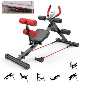 Ab Machine, Core & Abdominal Trainers，Ab Workout Equipment Home GymStrength Training, Ab Trainer and Sit Up Bench 2 in 1，Foldable Fitness Equipment with LCD Display