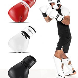 Best Boxing & Kick Boxing Gloves for Men and Women, Training & Sparring Gloves for Pro Fighters, Complimentary Hand Wraps and Mesh Bag (14, White on Red)