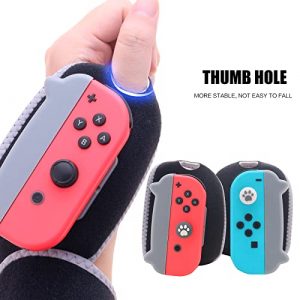 Switch Wrist Strap, Switch Arm Band for Just Dance 2021 Switch Boxing Game with 2 Switch Thumb Grip Caps - Gray