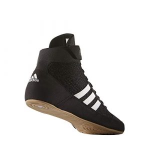 adidas Men's HVC Wrestling Shoe, Black/White/Iron Metallic, 8