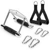 Kphico Double D Handle Cable Attachment, V Bar Cable Attachment with 2 Gym Handles&4 Snap Hooks, Close Grip Row Gym Handles, Weight Machine Accessories Cable Bar for Gym