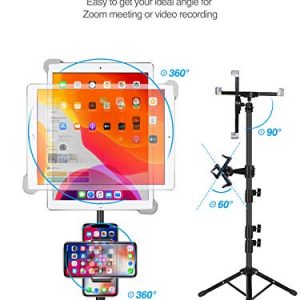 Elitehood Ipad Tripod Stand, Height Adjustable iPad Stand Holder & iPad Floor Stand with 360° Rotating iPad Tripod Mount for iPad Mini, iPad Air, iPad Pro and All 7.9-11.9 Inch Tablets