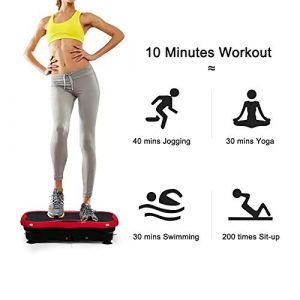 PEXMOR Mini Vibration Plate Exercise Machine, Full Body Workout Fitness Platform, w/Loop Bands & Remote Control & Music Bluetooth Speaker, 180 Levels Speed, Home Training Equipment (red)