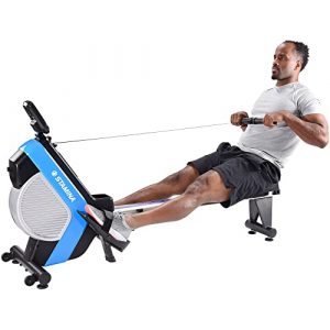 Stamina 35-1409 DT Plus Magnetic/Air Resistance Rowing Machine Bundle with 27 Ounce Water Bottle, Workout Cooling Sport Towel and Magnetic Wireless Sport Earbuds Gunmetal Grey