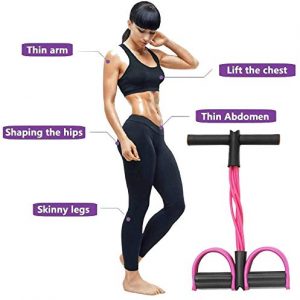 calliven Resistance Fitness Bands, 6-Tube Pedal Puller Resistance Band, 5 Resistance Loop Exercise Bands, for Abdomen Waist Arm Leg Stretching Slimming Training (Pink)
