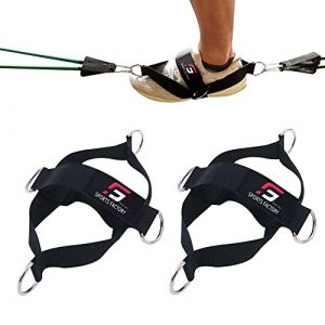 2 PCS Fitness Attachment Ankle Straps Glute Kickback Leg Exercise Abductors Resistance for Cable Machines Shoe Cover Pull Belt with 4 Connection Points (Black)