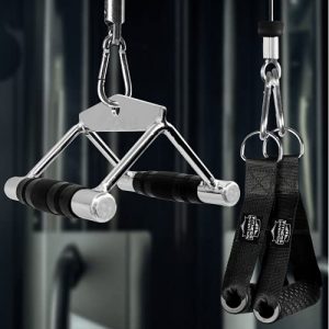 Double D Handle Cable Attachment - V Bar Cable Attachment, 2 Gym Handles, 3 Hooks - Close Grip Row Handle - T Bar Row Attachment, V Handle Cable Attachment, Cable Attachments for Gym