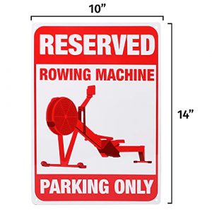 Rowing Machine Parking Embossed Tin Sign Ideal for Rowing Machine Accessories, Home Gym Rowers, Rowing Clubs, and More (RED)