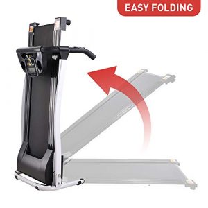 AW Folding Electric Treadmill Portable Running Walking Treadmill with LCD Display Easy Assembly for Home Exercise White