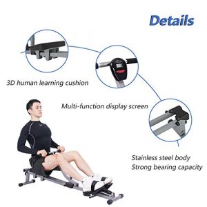 Soges Rowing Machine for Home, Indoor Exercise Rower Machine with Digital Monitor, 12 Levels Adjustable Resistance Rower, Gyms Fitness and Cardio Training, Black YKTH-PM-B