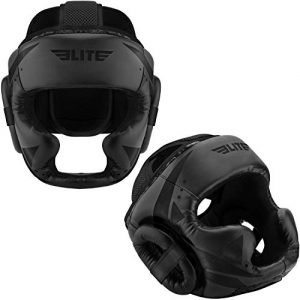 Elite Sports Boxing MMA Sparring Kickboxing Headgear for Men, Muay Thai Boxing Head Guard (Black)