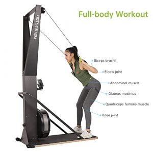 HOTSYSTEM Ski Exercise Machine Indoor Skiing Equipment with 10 Levels of Air Resistance and Smart Performance Monitor