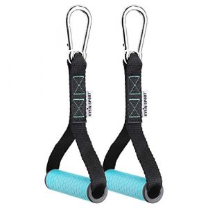 KYLIN SPORT Upgraded Cable Machine Attachments Resistance Bands Handles Grips Fitness Strap Stirrup Handle Cable Attachment Silicon Grip with Metal Carabiner Colorful Version (Blue)