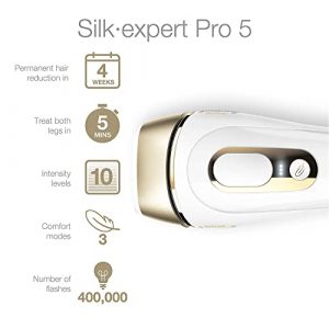 Braun IPL Hair Removal for Women and Men, Silk Expert Pro 5 PL5137 with Venus Swirl Razor, FDA Cleared, Permanent Reduction in Hair Regrowth for Body & Face, Corded (Packaging May Vary)