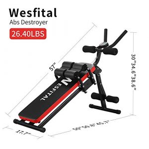 Wesfital Core & Abdominal Trainer Ab Machine Sit Up Bench Exercise Equipment with 3 Difficulty Levels with Digital Monitor