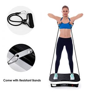 Vibration Plate Exercise Machine - Whole Body Workout Vibrating Fitness Platform w/Loop Bands Remote Home Training Equipment for Home Gym