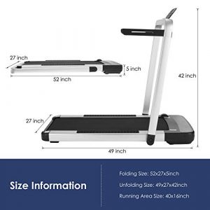 Miageek 2 in 1 Under Desk Folding Treadmill, 2.25HP Electric Treadmill with Remote Control, LED Display, Walking Jogging Running Exercise Machine for Home Office Installation-Free