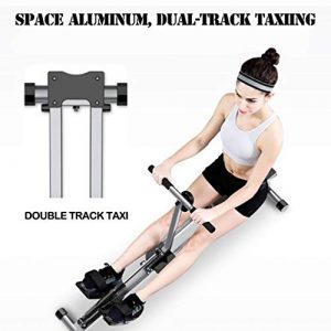 DSVF Rowing Machine Rower with 12 Level Adjustable Resistance& 3 Position Adjustable Height, LCD Display and 264LB Max Weight Simulate Boating and Exercise for Men Women