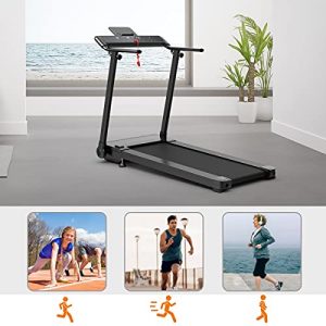 GYMAX Home Folding Treadmill, Electric Running Machine with LED Touch Screen & 12 Preset Programs, Portable Home Gym Cardio Training Equipment for Small Space