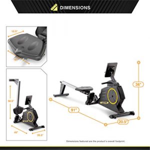 CIRCUIT FITNESS Circuit Fitness Deluxe Foldable Magnetic Rowing Machine with 8 Resistance Settings & Transport Wheels with Bluetooth