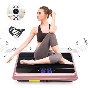 Natini Vibration Platform Machine, Whole Body Vibration Plate Exercise Machine with Loop Resistance Bands for Home Fitness Training Equipment & Weight Loss (Pink)