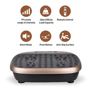 EILISON Atom Vibration Plate Exercise Machine - Full Body Vibration Fitness Platform Equipment for Home & Travel Workout, Weight Loss, Toning & Wellness - Max User Weight 250lbs… (Brown)