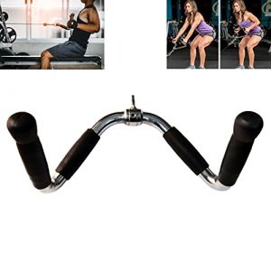 yuhqc Barbell Economy Multi-Exerciser Cable Attachment Bar with Rubber Handgrips & Revolving Hanger 20/30 Inch (M)