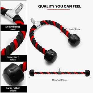 DMoose Cable Attachments for Gym - Home Gym Accessories - Tricep Rope, LAT Pulldown, Tricep Bar, T Bar Row, Pulley System, Cable Machine Attachment, LAT Pulldown Bar, Straight Bar, V Bar