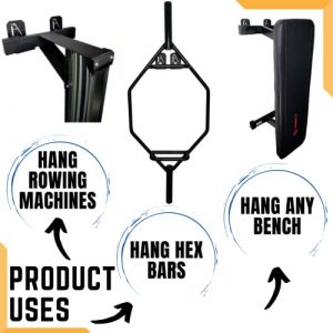 IRON AMERICAN - Weight Bench Rack Gym Storage Wall Brackets - Home Gym Storage Hang Benches Rowing Machines Hex Bars - Adjustable Gym Storage Mount - 200 Pound Capacity USA Steel - Hardware Included