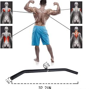 GAMELAND 32 inches LAT Pull Down Bar for Home Gym, Fitness Attachment for Cable Machine, EVA Fully Wrapped, Exercises Back Tricep Arm Muscles