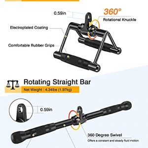 LAT Pulldown Attachments, Cable Machine Attachments for Home Gym, Lat Pull Down Weight Machine Accessories, Tricep Pull Down Rope, V Shaped Bar, V Row Double D Handles, Straight Bar, Ankle Straps